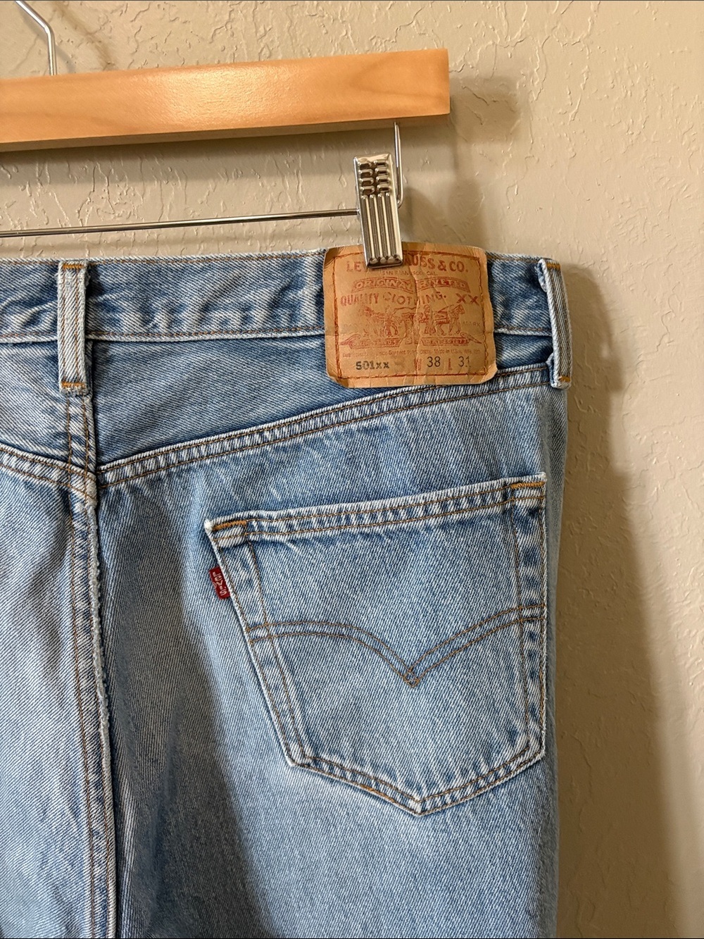Vintage Levi's 501 xx Light Blue Straight Jeans button fly